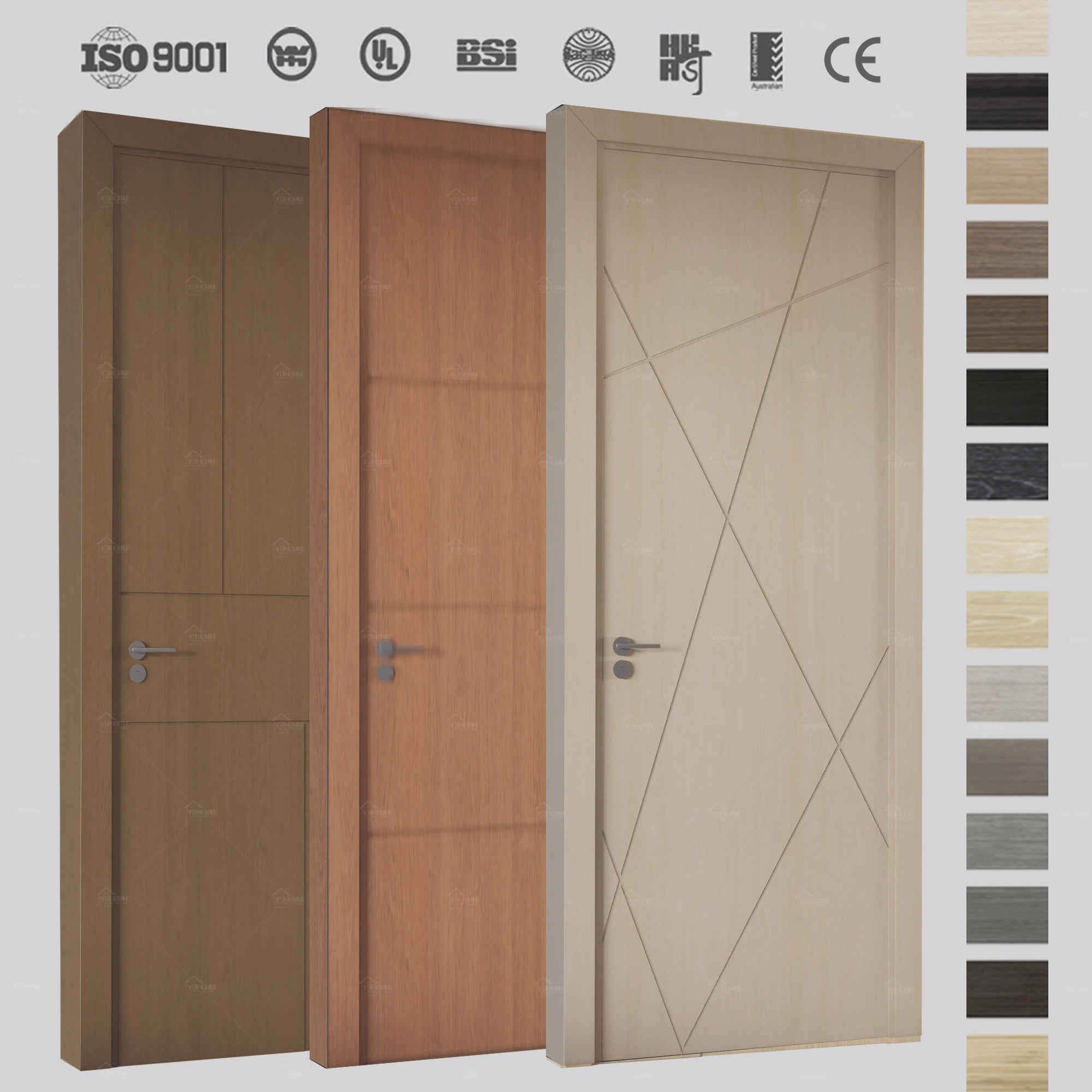 China Top Manufacture Modern Wood Door Designs American Approved Interior Wooden Doors for Bedroom Luxury Interiors Wood Doors