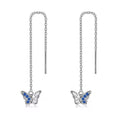 Fine Women Sterling Silver 925 Jewellery Cubic Zircon Butterfly Threader Earrings