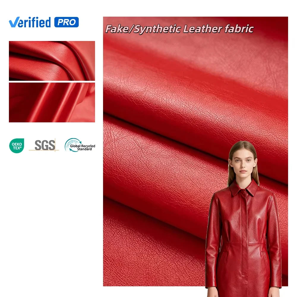 PFAS FREE New Design 2 Way Stretch Fashion Suede Backing Pearlized Leather for Garments Custom Faux Leather