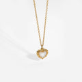 Lolita Lovely Shell Heart Drop Oil Peach Heart Vintage Pattern 18K Gold Plated Stainless Steel Snake Chain Pendant Necklace