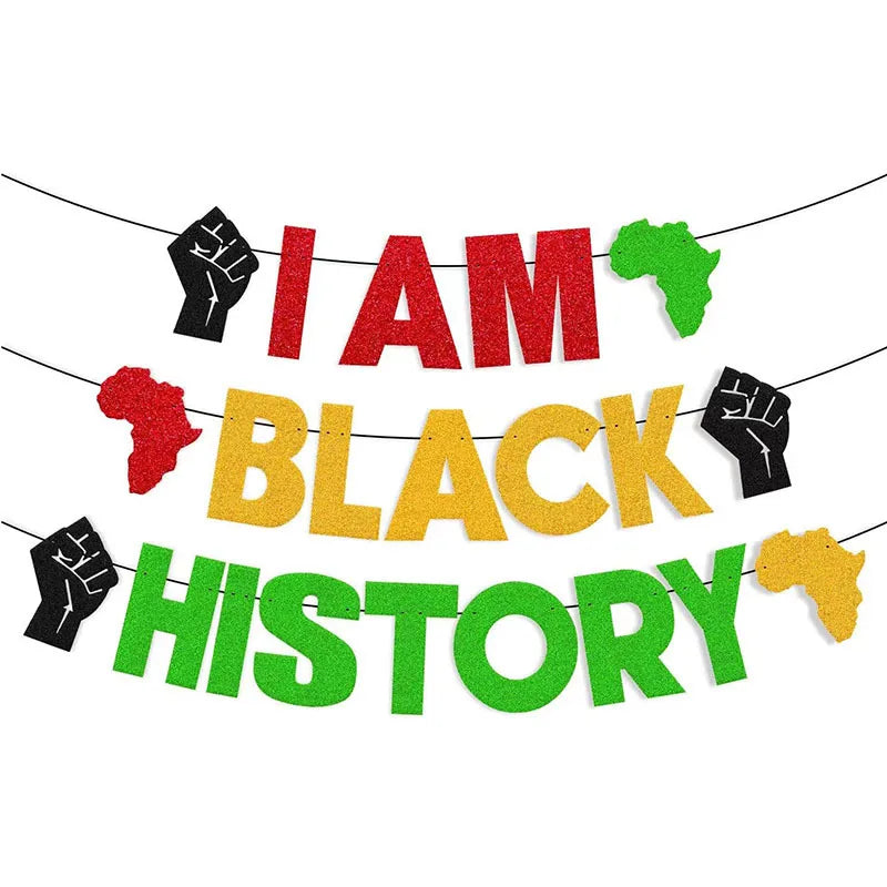 Black History Month Pull Flag Blacked Party Decoration Table Decorations Theme Party Banner