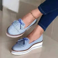 Women's Solid Colour Fashion Muffin Shoes Tassels Bow Trendy Sweet Ladies Casual Shoes Outdoor Thick Bottom Increase High Shoes