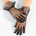Lace Black Polka Dot Short Lace Gloves Fashion Breathable Sun protection Gloves for Women Wedding Bride Wedding Polka Dot Gloves
