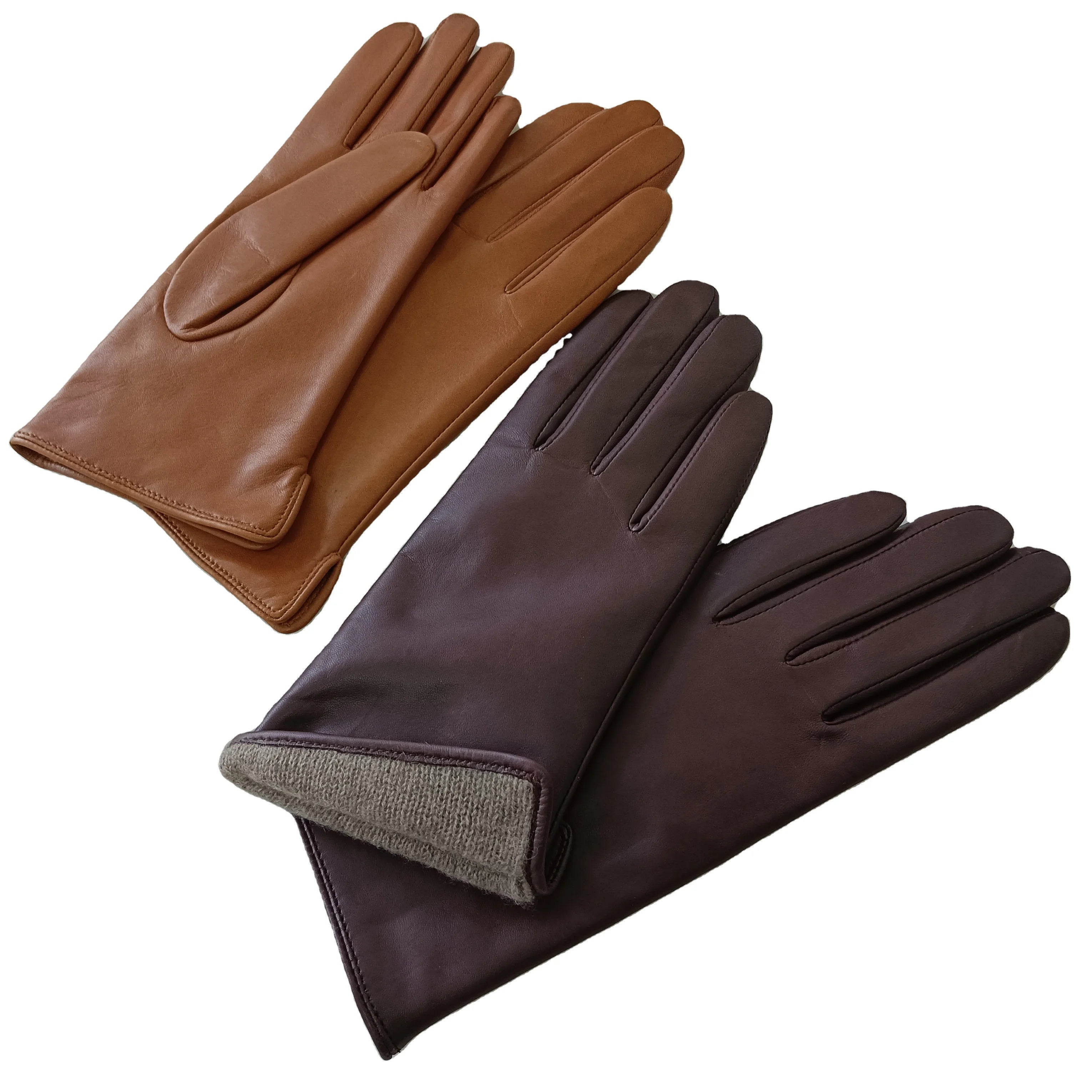 Sample Support Luxury Genuine Cabretta Leather Winter Gloves for Women Ethiopia Leather Sheepskin Lambskin Leather Gloves