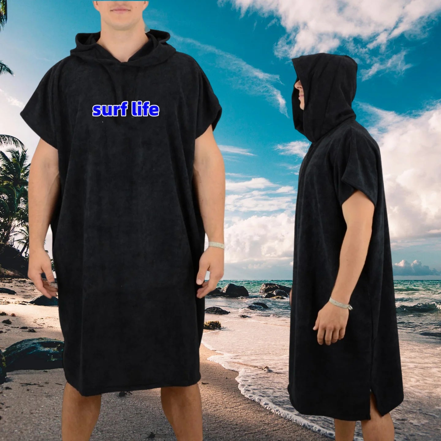 Marine Adventure Cotton Changing Hooded Towel Outdoor Swimming Surf Poncho Hooded Bath Towel