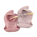 3 Packs JiangYu Baby Led Weaning Supplies Silicone Baby Feeding Set Suction Bowl Silicone Bib Wood Spoon