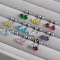 4mm 5mm 11 Color 3A Zircon Hypoallergenic 316L Stainless Steel Round Ball Screw-back Stud Earrings for Women Daily Life