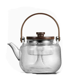 1000ml Transparent High Temperature Steaming and Boiling Dual Purpose Glass Teapot