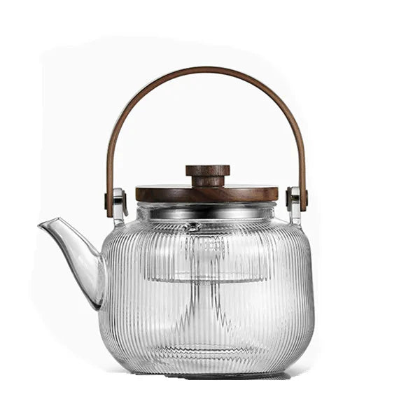 1000ml Transparent High Temperature Steaming and Boiling Dual Purpose Glass Teapot