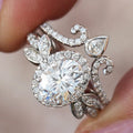CAOSHI Brand Vintage 925 Sliver Color Oval Pear Cut Diamond Luxury Cubic Zircon Wedding CZ Rings Set for Women