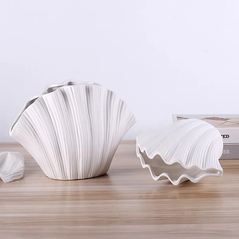 Nordic Matte White Striped Ceramic Vase Set Premium Home Decor Ceramic Vase