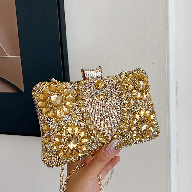 2025 New Clutch Purse for Women Latest Crystal Clutches Purse Chain Shoulder Evening Bags Women's Rhinestones Party Hand Bags