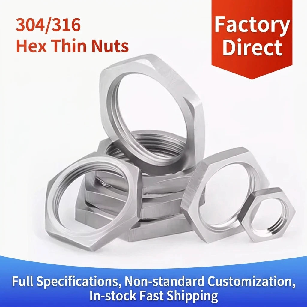 Stainless Steel M10 M12 M14 M16 M18 1/4-32 5/16-32 3/8-32 7/16-28 UNEF Thread Ultra Thin Hex Panel Nuts