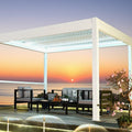 Waterproof Outdoor Garden Gazebo with LED Light Aluminum Alloy Frame Powder Coated Terrace Roof Pergola Powder Coated Shutter