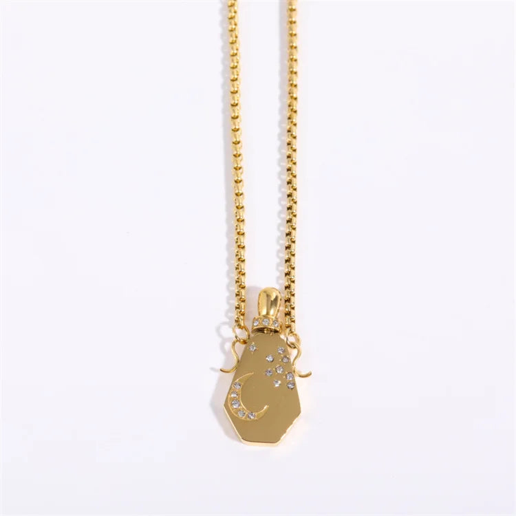 2022 Magic Bottle Pendant Fine Gold Plated Women Jewelry Stainless Steel Diamond Moon Necklace