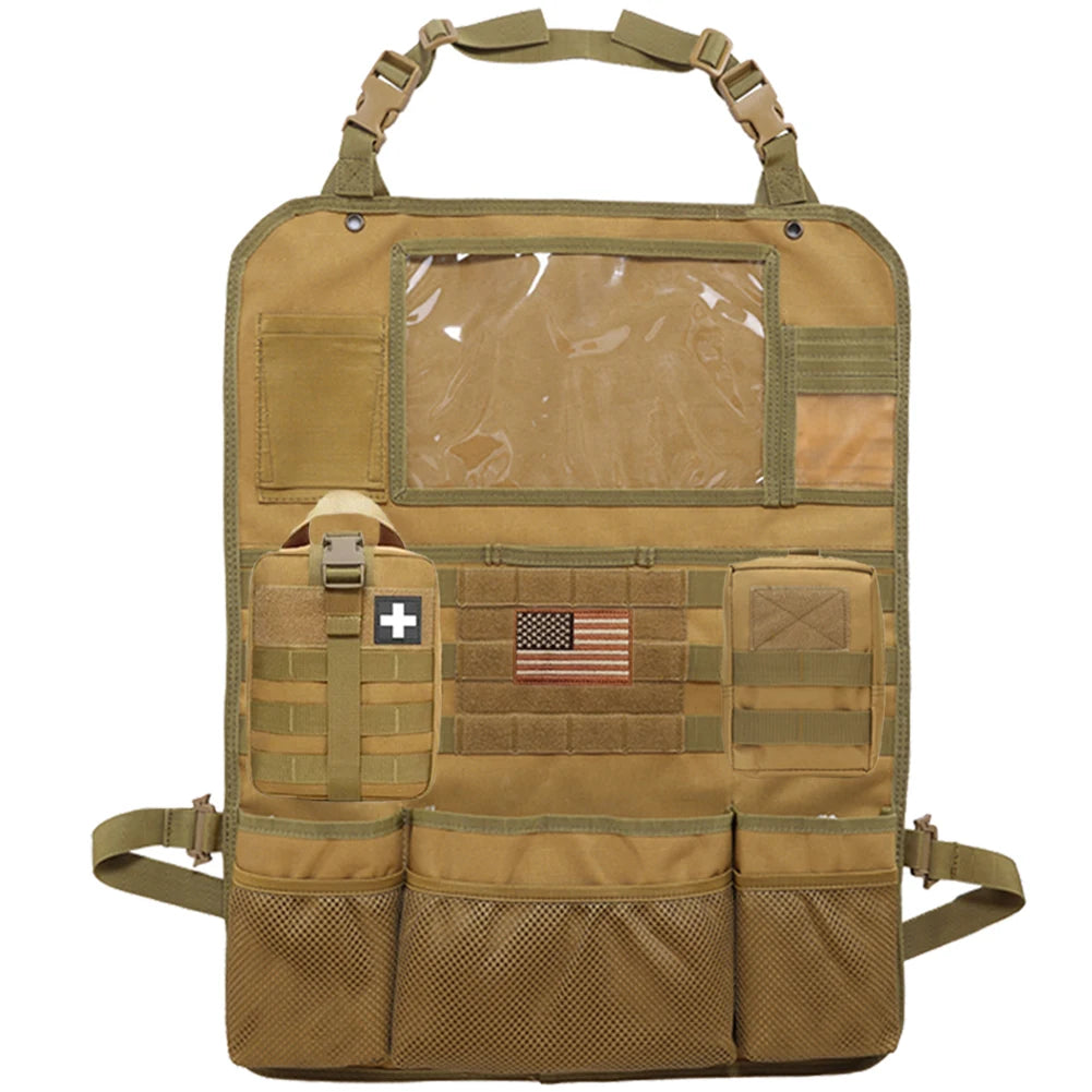 2022 Tactical Molle Vehicle Panel Car Back Seat Storage Bag Accessories Cover Protector Universal a Whole Set with 2 Molle Pouch