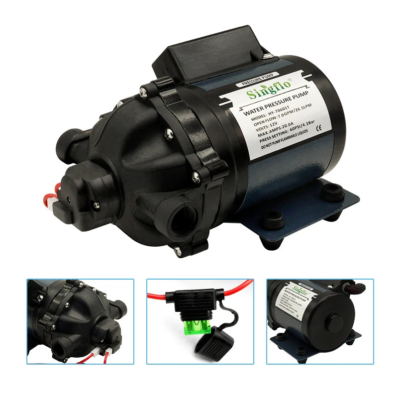 Singflo 12V DC 7GPM 60PSI Hy70601t Agriculture Diaphragm