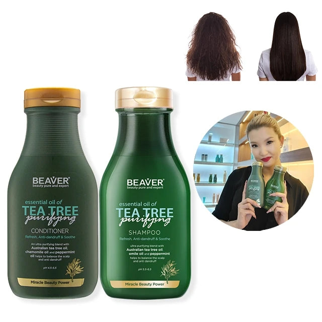 BEAVER Wholesale Bulk Herbal Tea Tree Oil Sulphate Free Anti Dandruff Hair Cream Private Label Shampoo and Conditioner