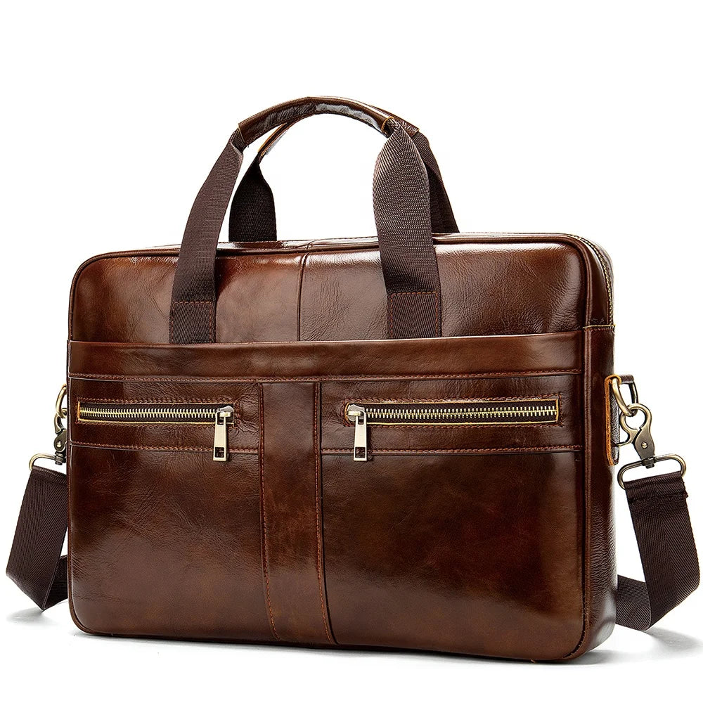 New Vintage Men Laptop Bag Briefcase Waterproof Real Leather Briefcase for Men Business Travel Messenger Handbag