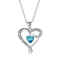 Wholesale Women S925 Silver Ocean Heart Love Blue Zircon Pendant Mother's Day Gift Fine Jewelry Necklaces for Mom