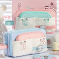 Creative Cute Multifunctional Double Layer Canvas Kawaii Pencil Cases Pouch Bag
