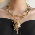 2025 New Arrival Fashion Jewelry Trend Ocean Leisure Vacation Alloy Chain Conch Pendant Necklace Big Collar Pendant Necklaces