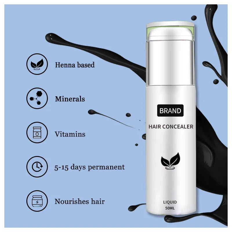 50ml Plastic Henna-Based Barber Shop Gel for Permanent Black Hair Mark Enhancement Covers Sparse Scalp Baldness Lasts 5-10 Days