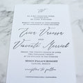 Modern Minimalist Cotton Handmade Paper Black Letterpress Invitations Custom Wedding Invitation Cards