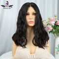 Invisible HD Lace Front Wig Human Hair Wavy Dark Brown Bleached Knots Lace with Silk Top Kosher Virgin Har Wig