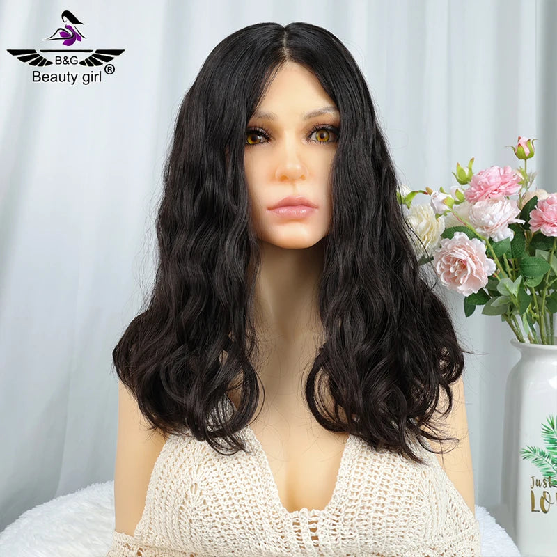 Invisible HD Lace Front Wig Human Hair Wavy Dark Brown Bleached Knots Lace with Silk Top Kosher Virgin Har Wig