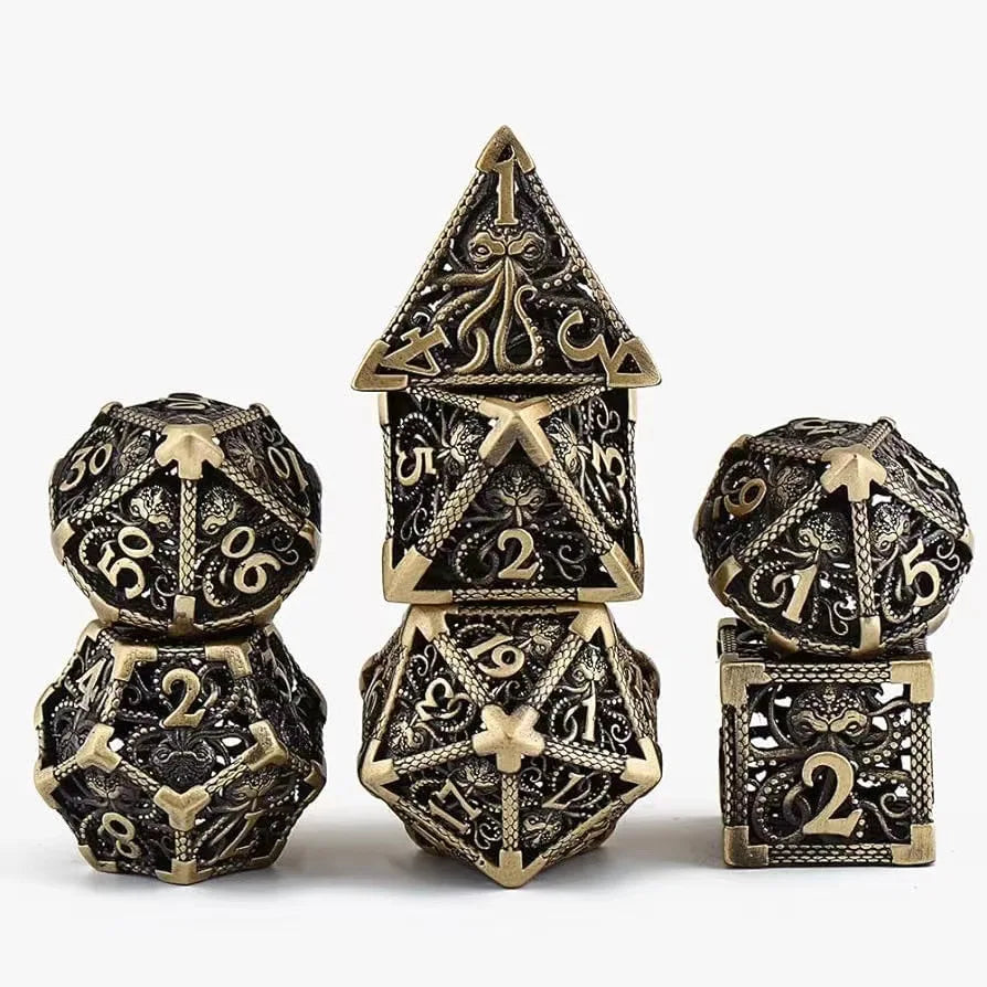 Custom Casino Rpg Polyhedral Skeleton Metal Dice Set Team Game Dice Set Metal D&D Skeleton Metal Dice