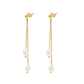 Wholesale Fashion Trendy Copper Freshwater Genuine Pearl Long Dangle Drop Earrings Working Party Daily Women Jewelry Wedding