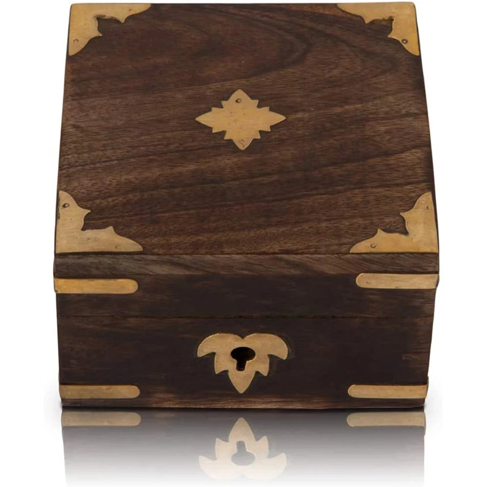 Handmade Custom Eco-Friendly Wooden Jewelry Organizer Treasure Chest Trinket Holder and Watch Storage Box Decorative Box