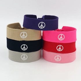 Polyester Fabric Webbing Embroidery PEACE Logo Woven Tassel Friendship Bracelet for Men Women