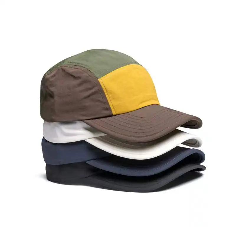 Contrast Color Lightweight Nylon Running Hat Patchwork Quick Drying Waterproof Camping Cap for Beach Fishing