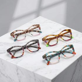 New Arrivals Wholesale Anti-blue Light Eyeglasses 2024 Fashion Thick Colorful Transparent Acetate Frame Custom Glasses