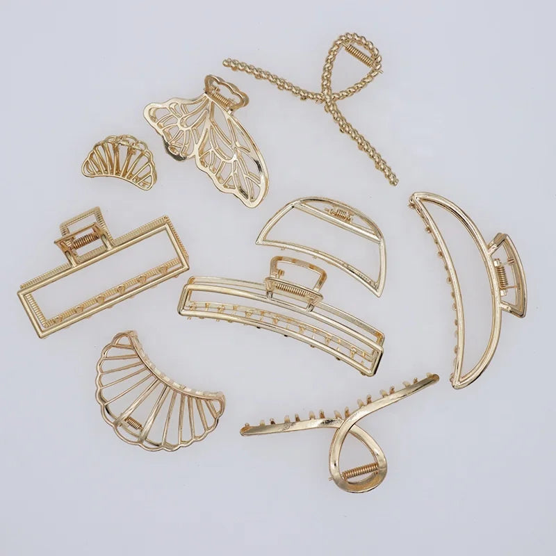 4.5 Inch Vintage Big Geometric Xl Hair Clips Accessories Clamp Designer 11cm Black Gold Jumbo Cross Chain Large Metal Hair Claws