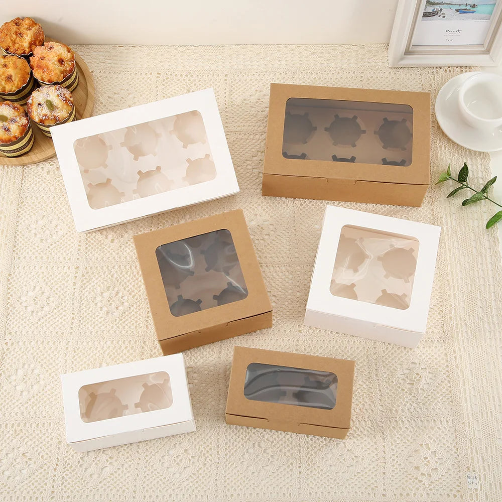 Wholesale Simple Design Baking Food Packaging Box Transparent Window Cupcake Packaging Boxes