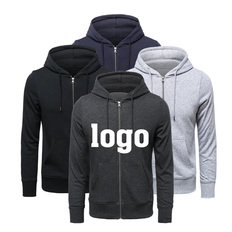 Wholesale Men's Embroidered Cotton Zippered-up Sweatshirt Custom Print logo Sweater Jumper