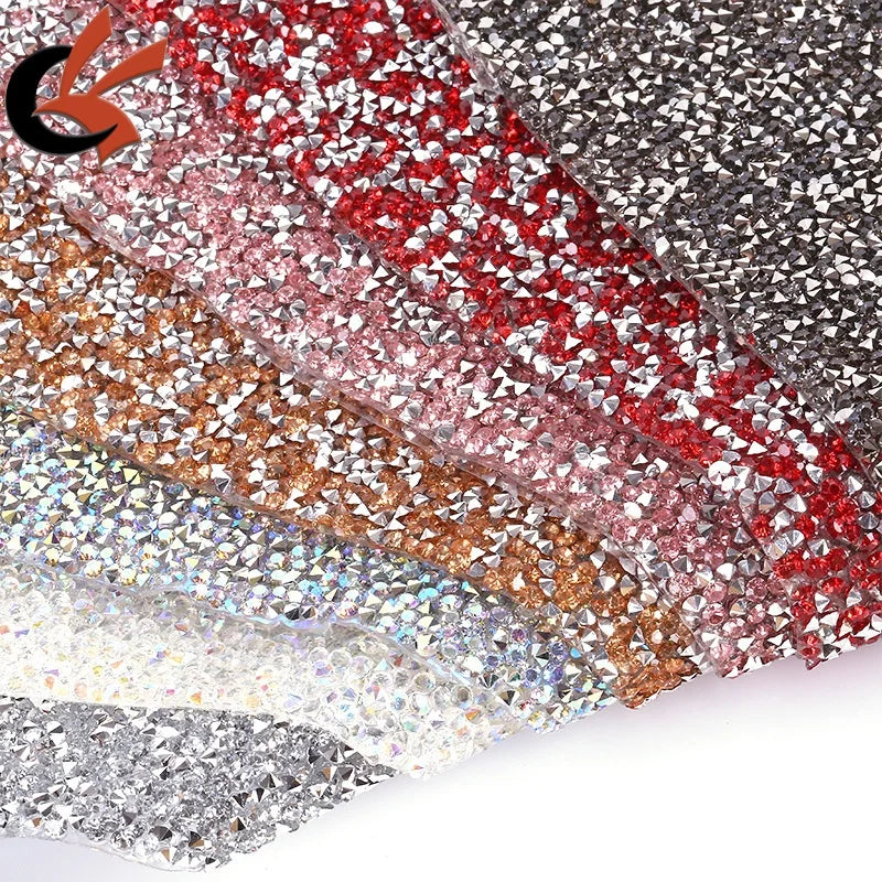 Wholesale 24*40cm Motif Rhinestones Sheet Crystal Glass Hot Fix Rhinestone Mesh for Garment
