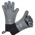 Silicone Waterproof Mitts BBQ Heat Resistant Mitts Non-Slip Grilling Extended Oven Mitts for Kitchen
