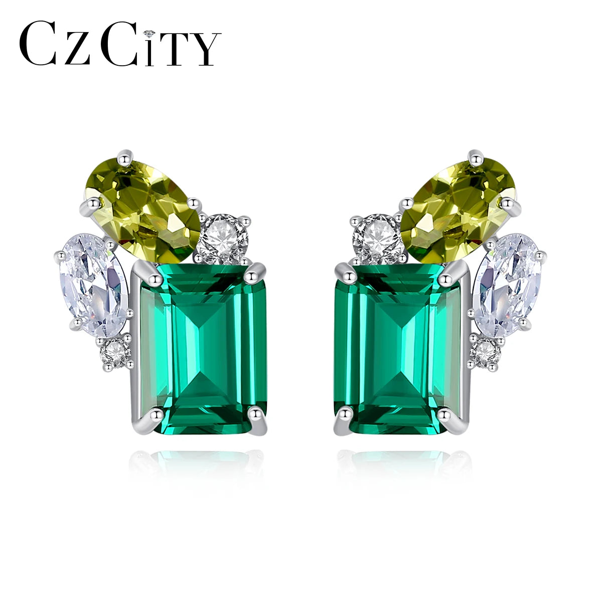 CZCITY Designer Stud Earrings for Women Jewelry Earrings High Quality ManMade Gemstone Earring