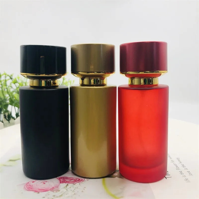 Factory Direct 50ml pink Purple Black Gold Sales Bulk Premium Cylindrical Empty Elegant 50ml Glass Spray Perfume Bottles