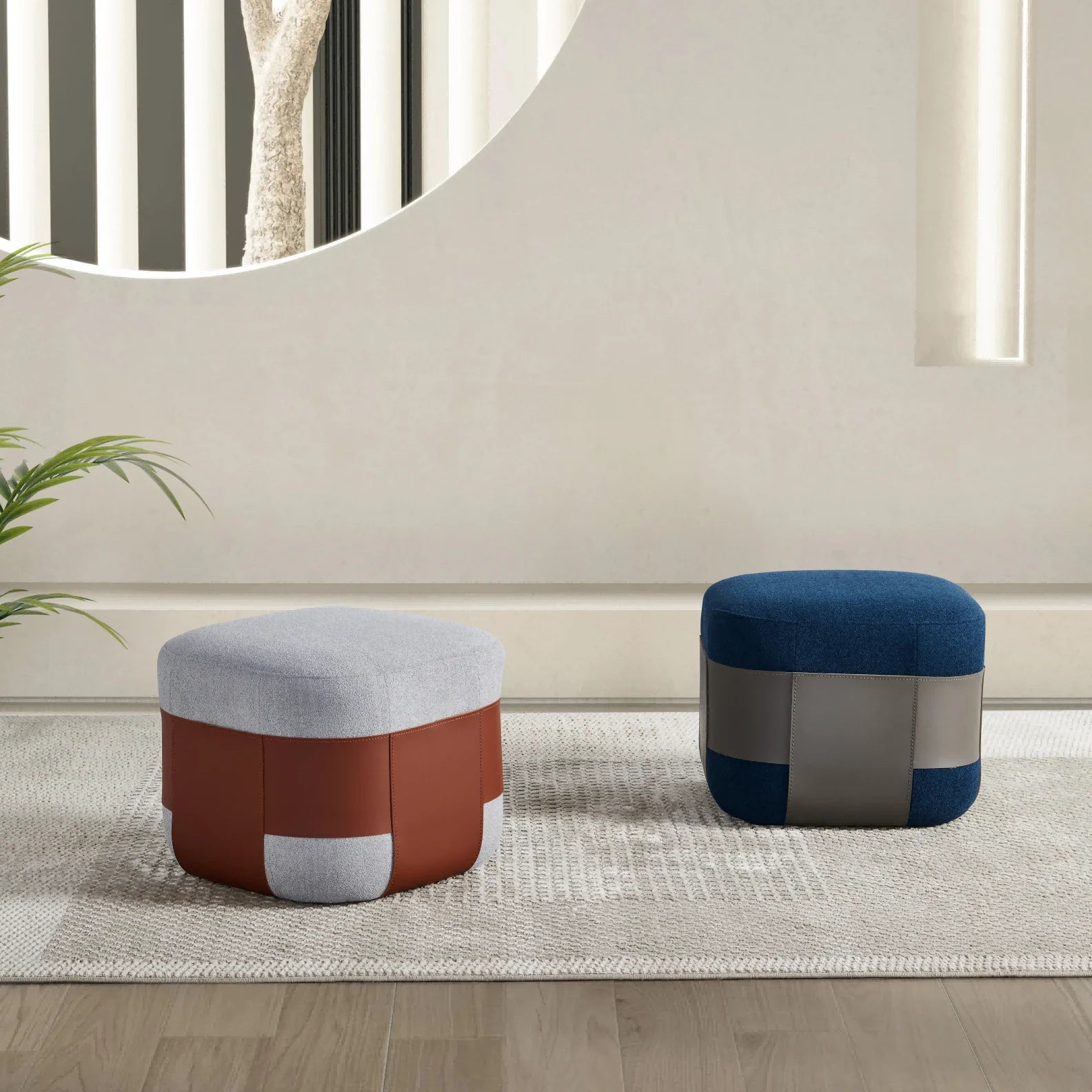 Round Small Stool Side Table With Backrest Steel Round Stool Round Velvet Ottoman Stool Side Table