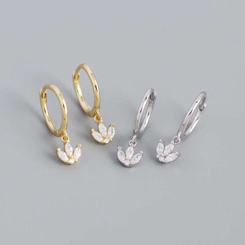 Wholesale Crystal Flower Leafage Earrings S925 Sterling Silver Horse Eyes Pendant Earrings for Women