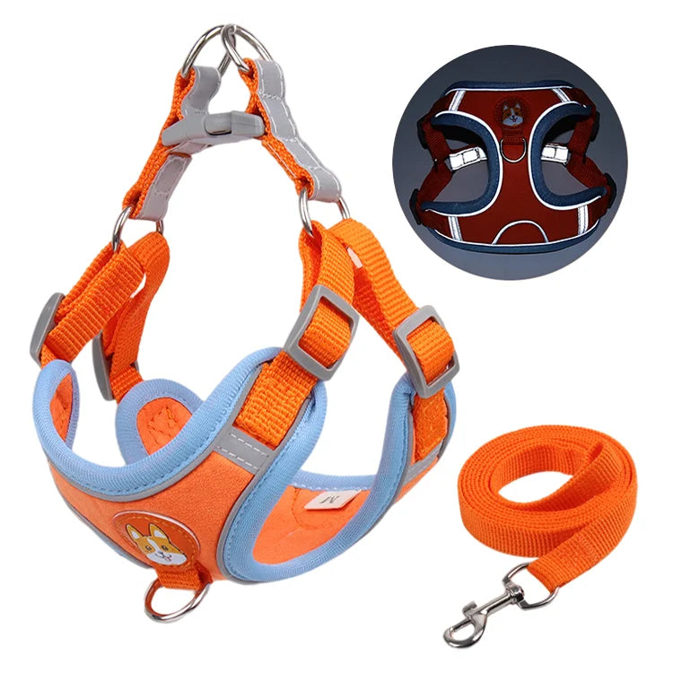 Reflective Harness Breathable Custom Wholesale Dog Harness Leather Adjustable Dog Harness
