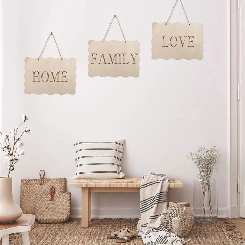 Wooden Chip Engraved Birthday Party Home Decoration Wall Hanging Blank Pendant