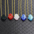 Wholesale Fashion Stainless Steel Gold Plated Colorful Opal Fatima Hamsa Hand Pendant Necklace for Women