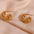 Drop Shipping Chunky Earring Set Twisted Hoop Earring Waterproof Tarnish Free Stainless Steel Jewelry 2024