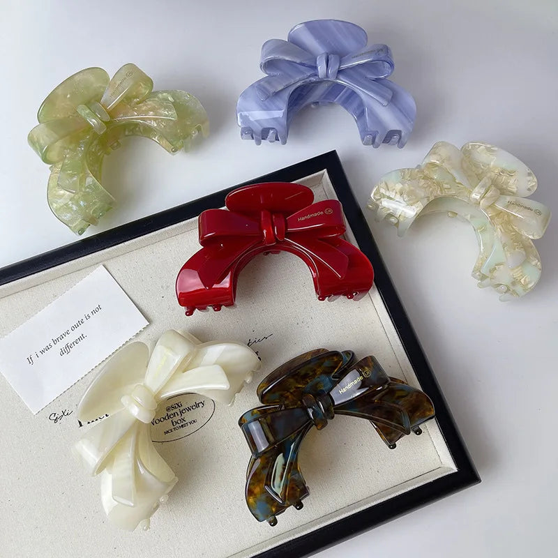 French High-end Bow Acetate Grab Clip Elegant Arch Hair Shark Clip Women's Hair Accessories Hair Clip